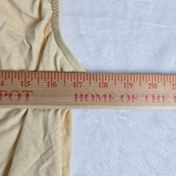 Madewell Boatneck Bubble Hem Tee Women Yellow Cotton Linen Large Top Shirred - Picture 5 of 10